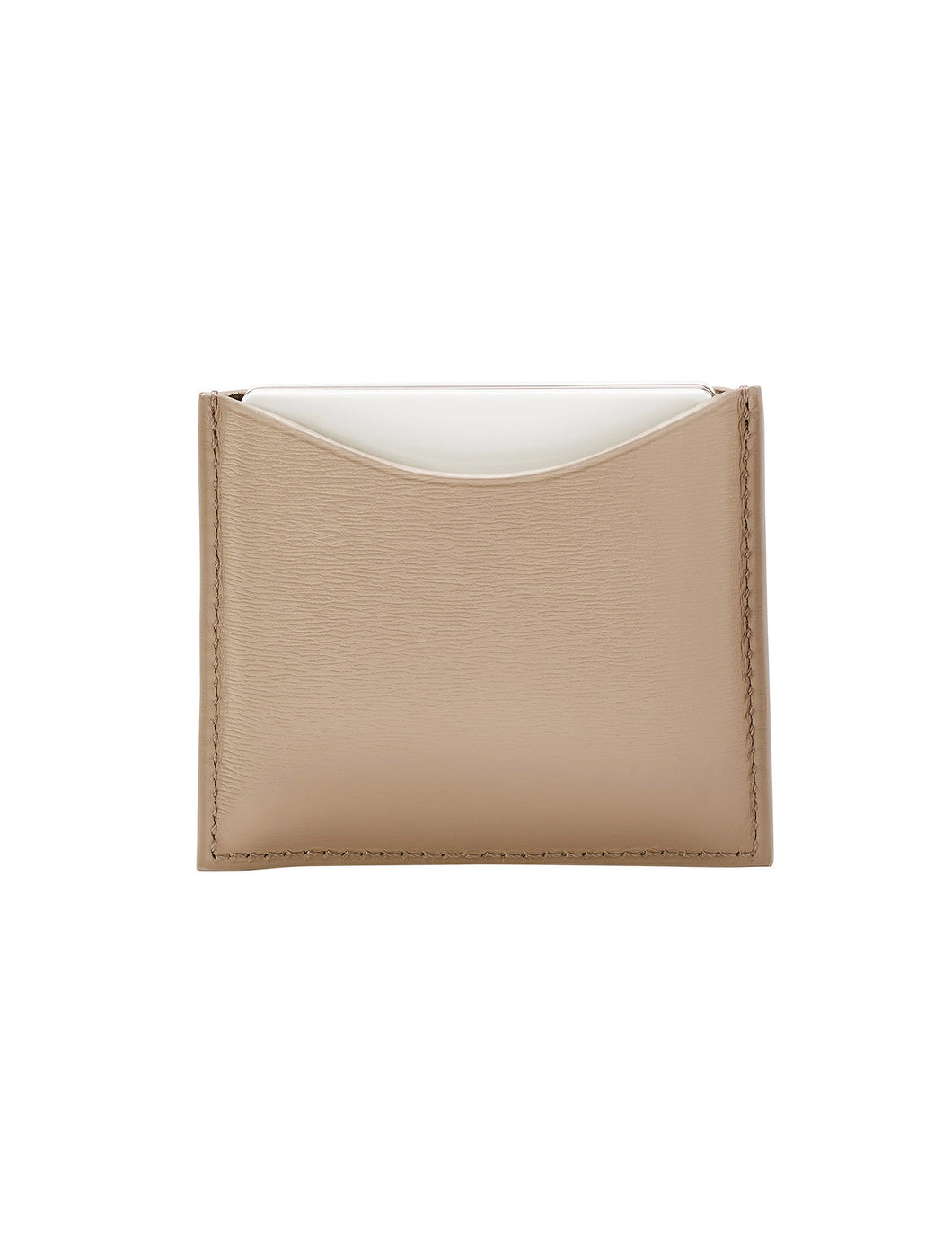 Beige Fine Leather Refillable Compact Case