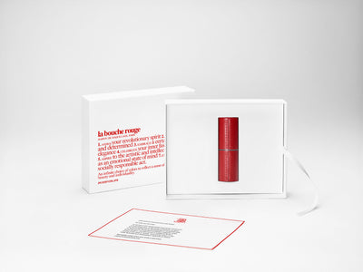 Red Fine Leather Refillable Lipstick Case