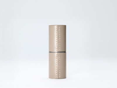 Beige Fine Leather Refillable Lipstick Case
