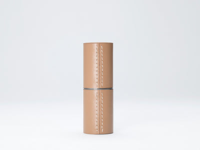 Camel Fine Leather Refillable Lipstick Case