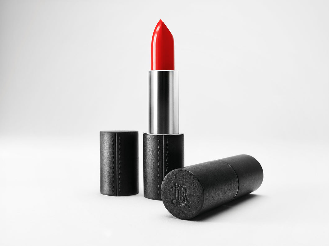 Black Fine Leather Refillable Lipstick Case