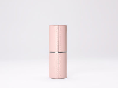 Pink Fine Leather Refillable Lipstick Case