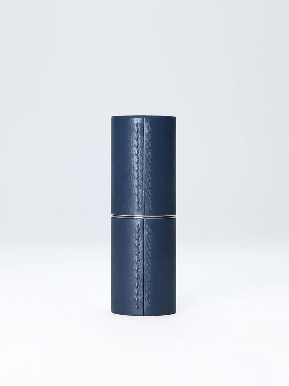 Navy Blue Fine Leather Refillable Lipstick Case