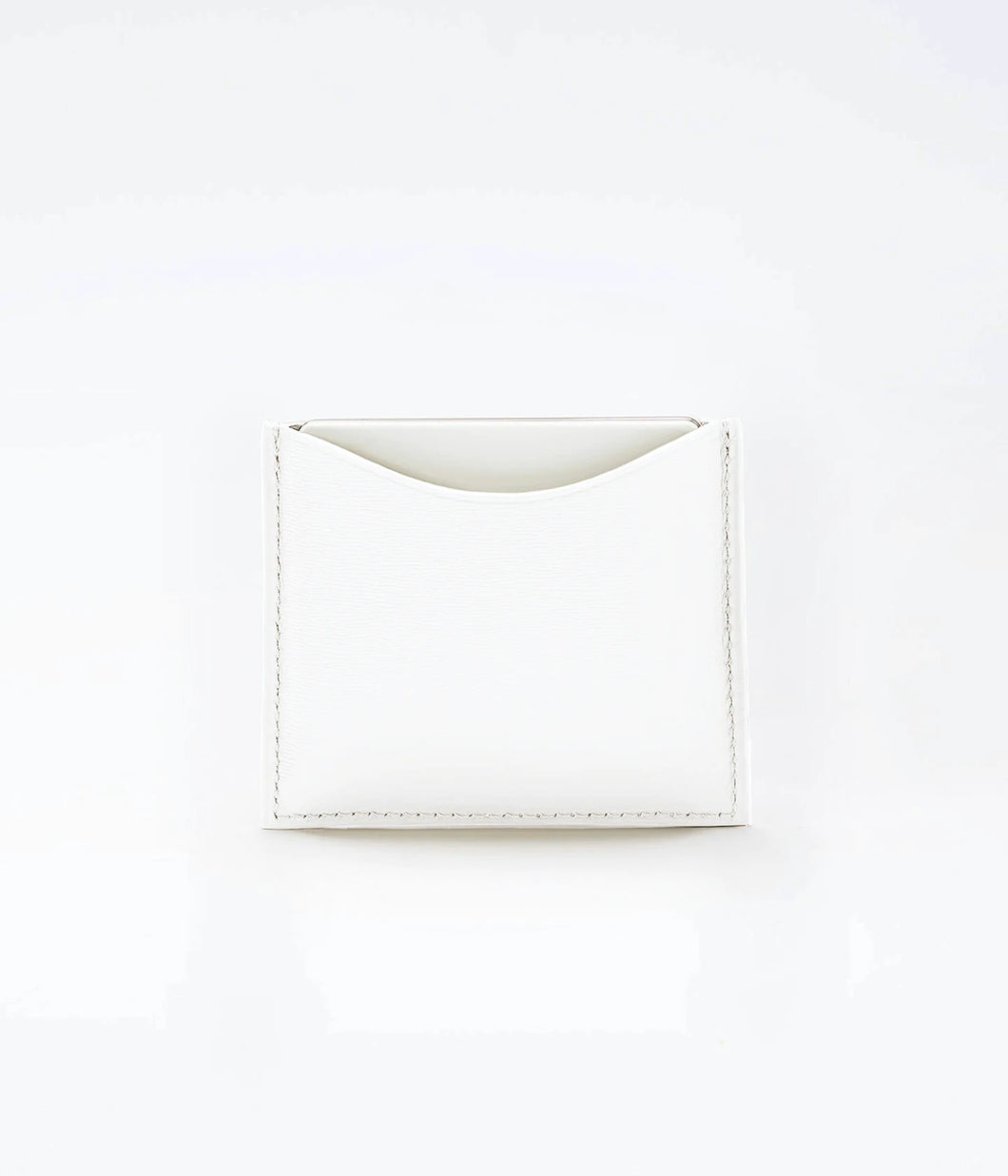 White Fine Leather Refillable Compact Case