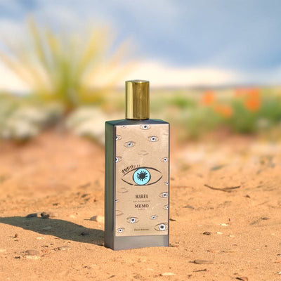 Philadelphia Boutique Spa, French Perfume, MEMO PARIS, Marfa eau de parfum bottle outside in the sun, Victoria Roggio Beauty, Philadelphia Perfumes, Luxury Fragrances